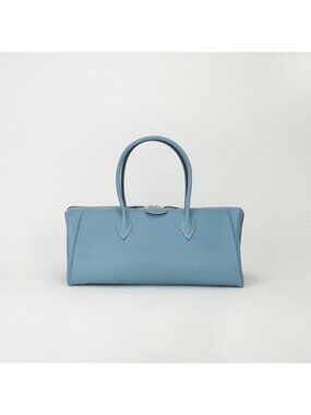 Hermes Paris Bombay 40 Tote Epsom Blue Jean Bleu Silver Travel Bag
